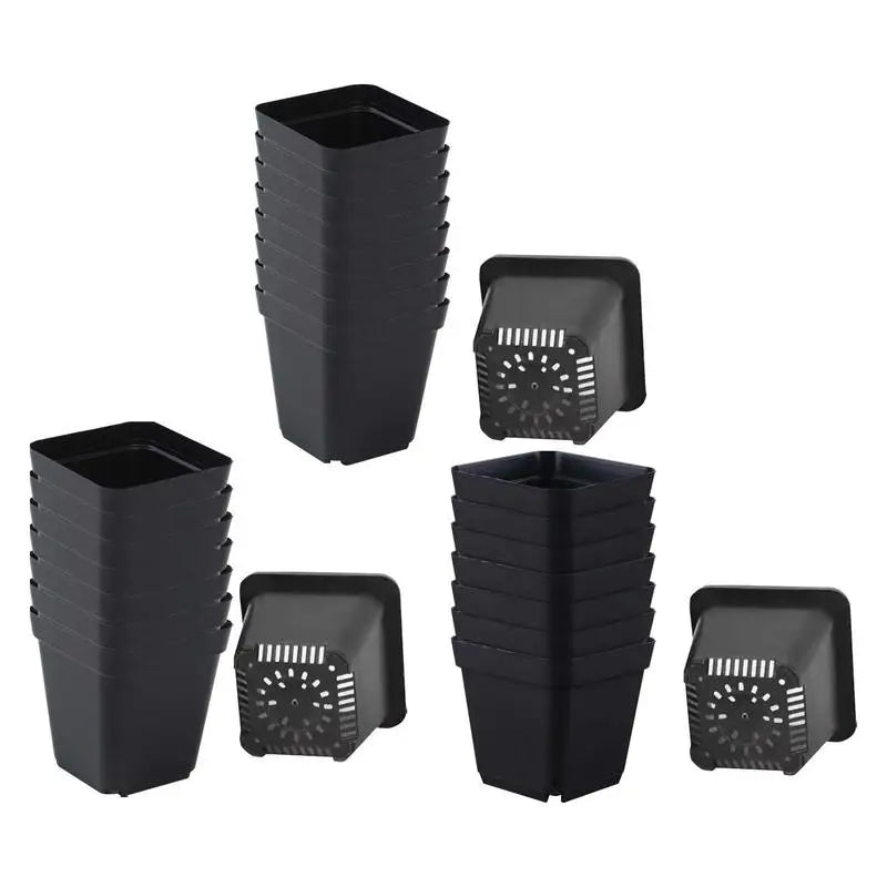 50PCS Square Seedling Pots – Durable Plastic Nursery Plant Cups