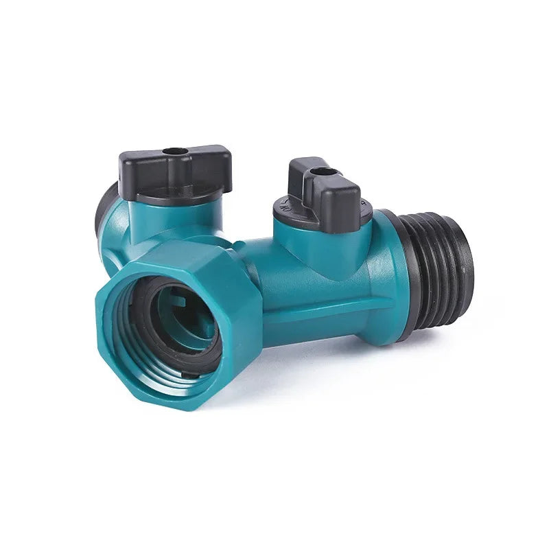 2-Way Garden Hose Splitter with Shut-Off Valves – 3/4" Plastic Connector