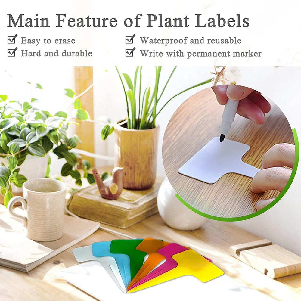10CM T-Shape Plant Labels with Pen – 30Pcs Waterproof Garden Nursery Markers