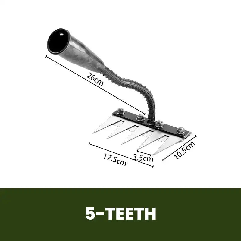 5/6/7/8 Teeth Carbon Steel Garden Weeding Rake — Multi-Tooth Soil Loosening Tool for Yard, Straw, and Agricultural Use