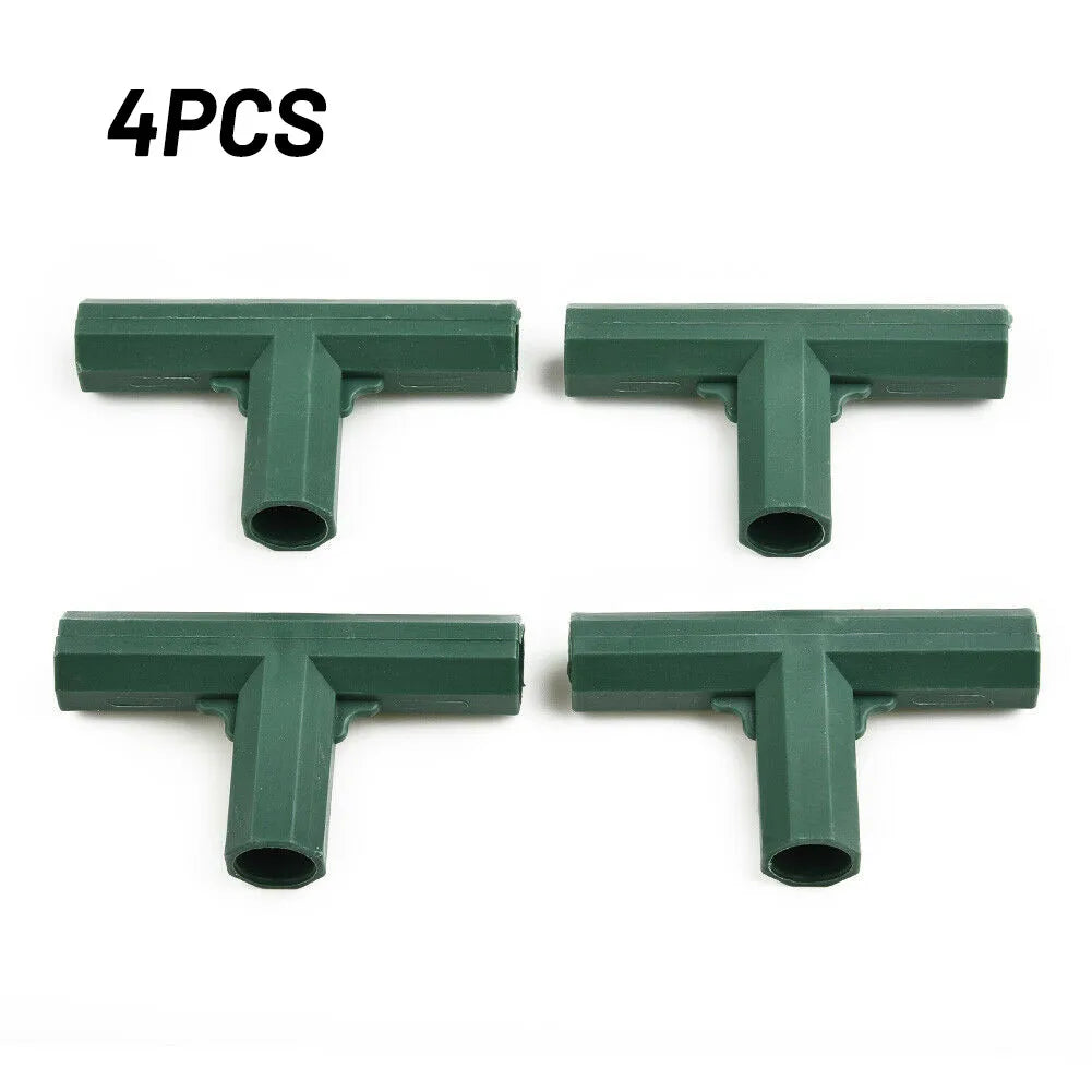 4PCS Greenhouse Pole Connectors – 16-17mm Plastic Structure Joints for Garden Frames & Plant Supports
