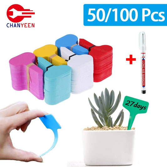 50/100pcs T-Shape Waterproof Plant Tags – PVC Garden Labels + Pen