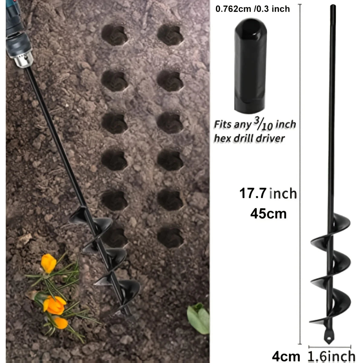Helical Auger Drill Bit – Hand-Operated Garden Soil Loosener