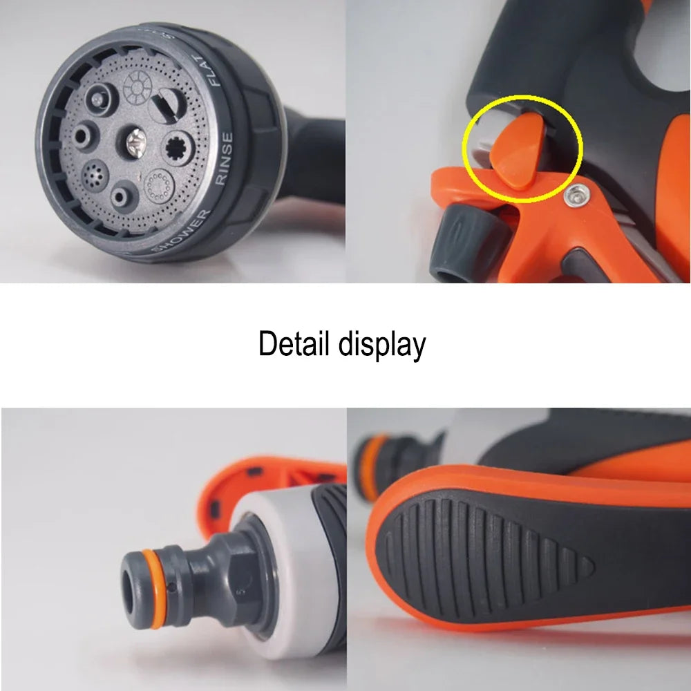 8-Pattern Garden Hose Nozzle – High-Pressure Water Gun for Car Washing & Yard Spraying