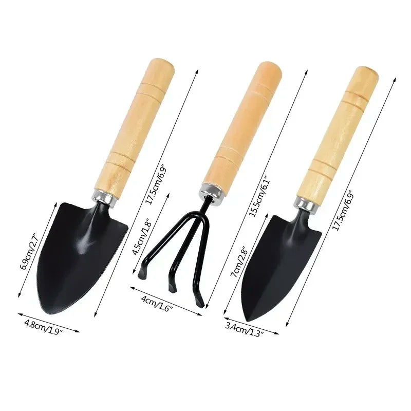 3PCS Mini Garden Tool Set – Small Shovel, Rake & Trowel for Indoor Plants & Flower Pots