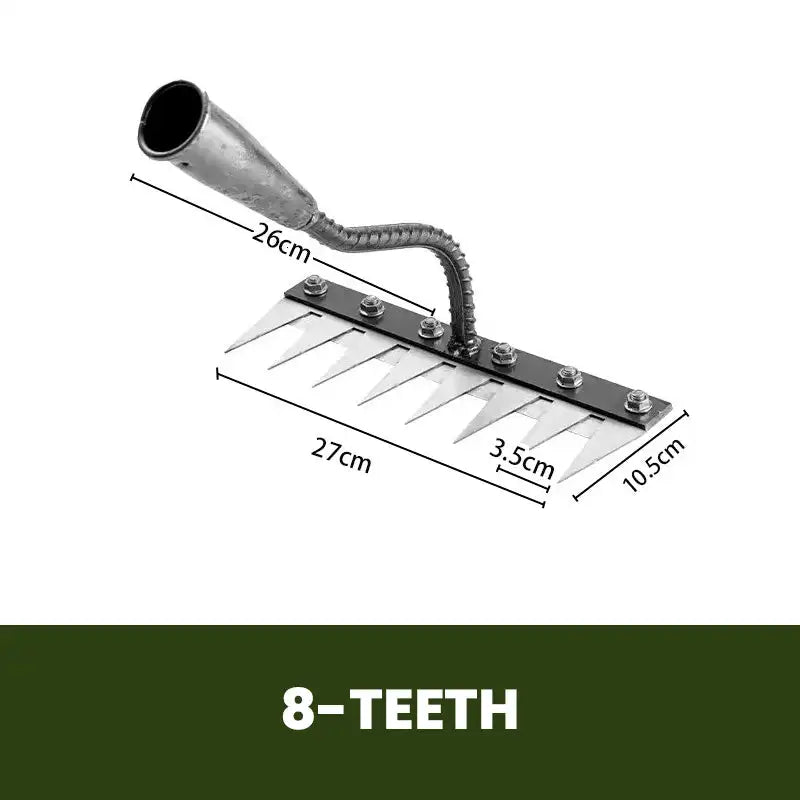 5/6/7/8 Teeth Carbon Steel Garden Weeding Rake — Multi-Tooth Soil Loosening Tool for Yard, Straw, and Agricultural Use