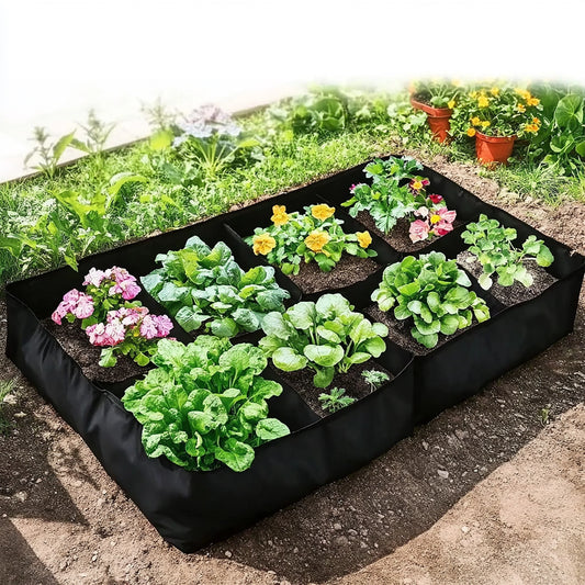 Rectangular Felt Grow Bag with Multi-Grid — Breathable Planting Container for Vegetables & Herbs