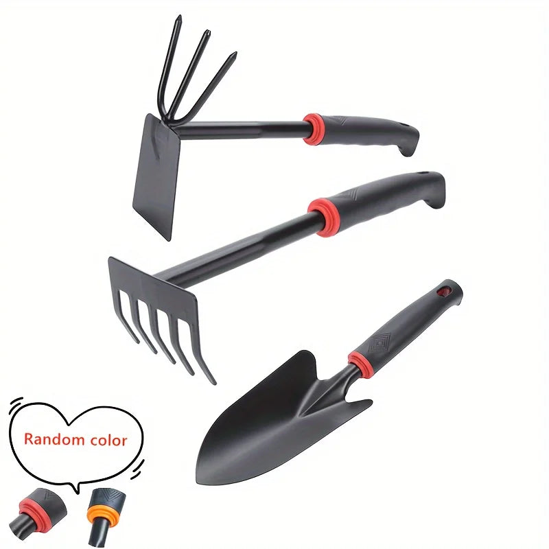 3PCS Garden Hand Tool Set – Shovel, Rake & Tiller for Digging & Weeding