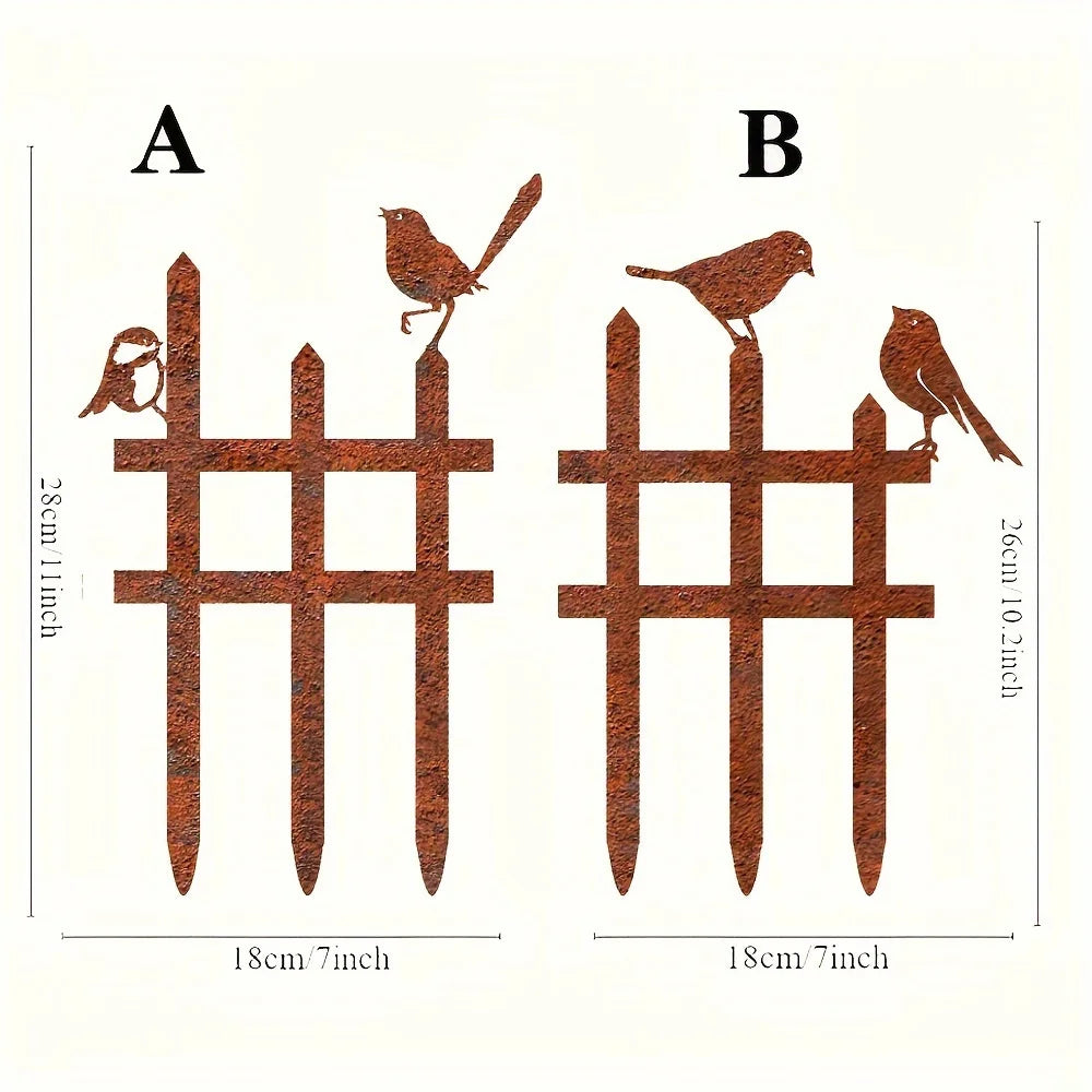 Rustic Metal Bird Garden Stake – Outdoor Fence & Garden Decoration