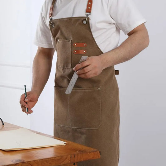 Canvas Work Apron – Waterproof Kitchen & Gardening Apron with Pockets