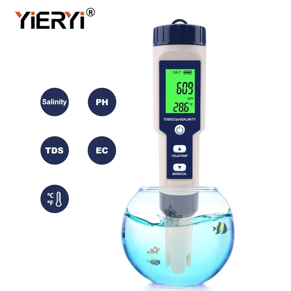 Yieryi 7-in-1 Water Quality Tester – pH, TDS, EC, ORP, Temp, Salinity