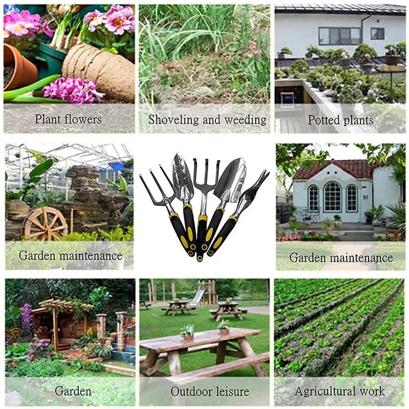 5-Piece Heavy Duty Garden Tool Set – Aluminum with Non-Slip Grip
