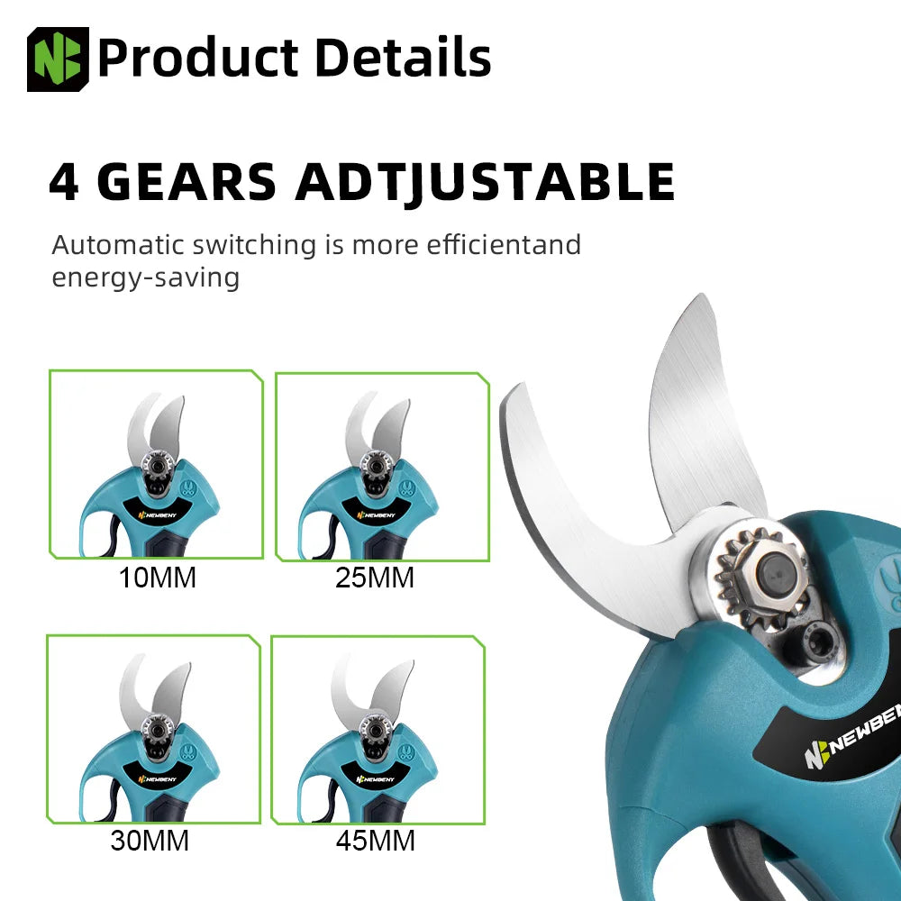 NEWBENY 30MM Cordless Brushless Electric Pruning Shears Efficient  4 Gears Fruit Tree Bonsai Garden Tools For Makita 18V Battery