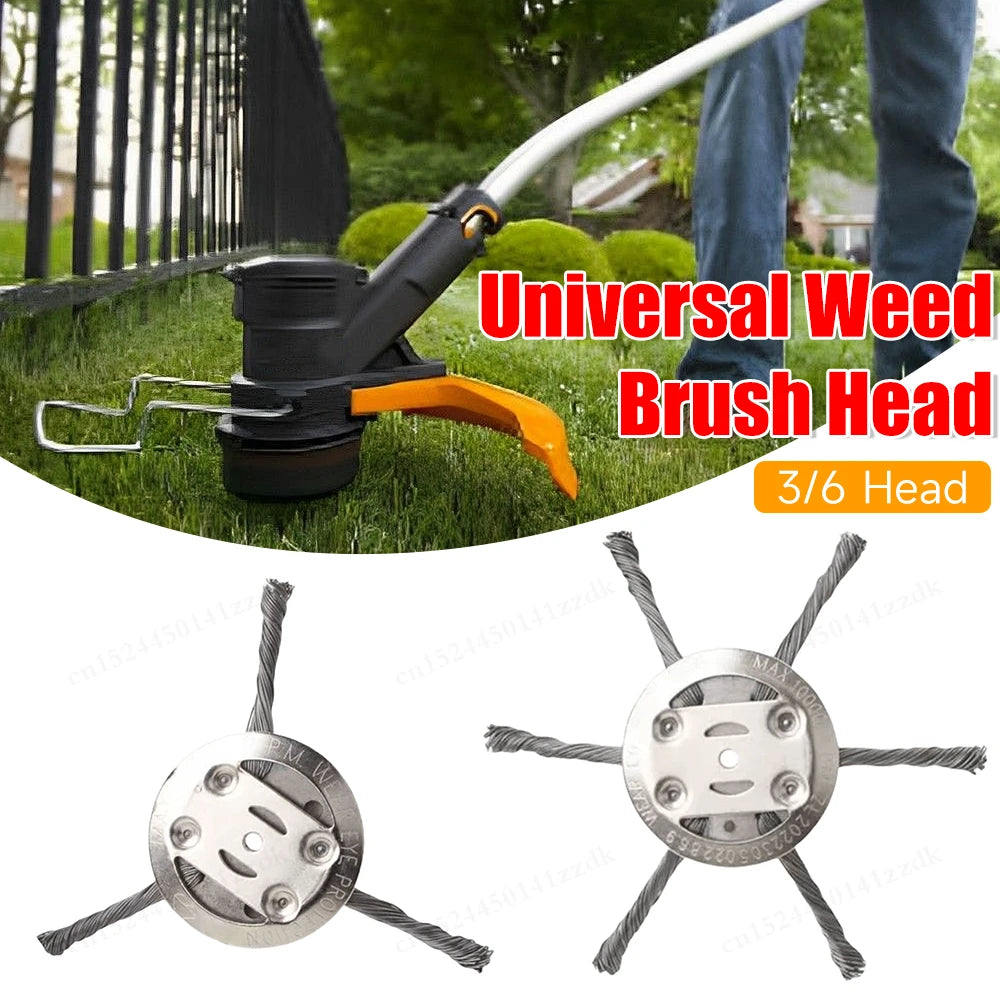 Universal Steel Wire Weed Brush Cutter Head — 15cm Trimmer Wheel for Grass, Rust, & Moss Removal (Fits Cordless Trimmers)