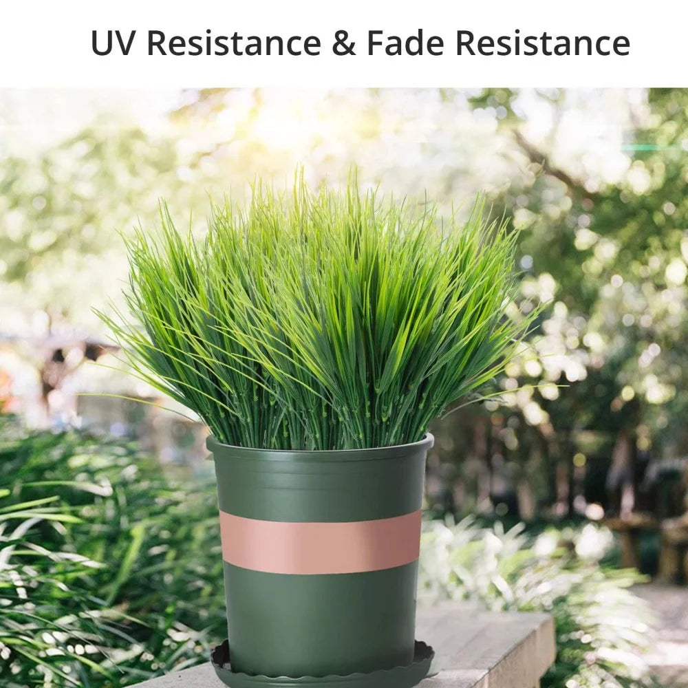 20PCS Artificial 7-Branch Plastic Grass Plants — Lifelike Green Imitation for Home, Garden & Event Decoration (30cm)