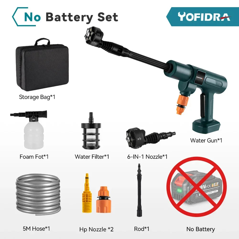 3500W 200Bar Cordless High-Pressure Washer – 6-in-1 Spray Gun