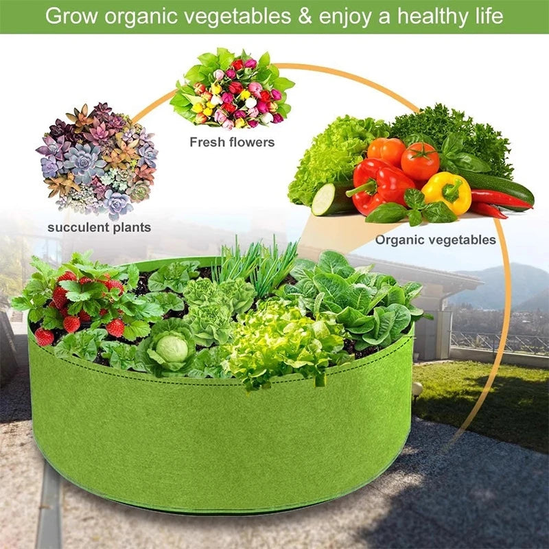 Large Circular Felt Grow Bag – Fabric Raised Bed for Vegetables & Herbs