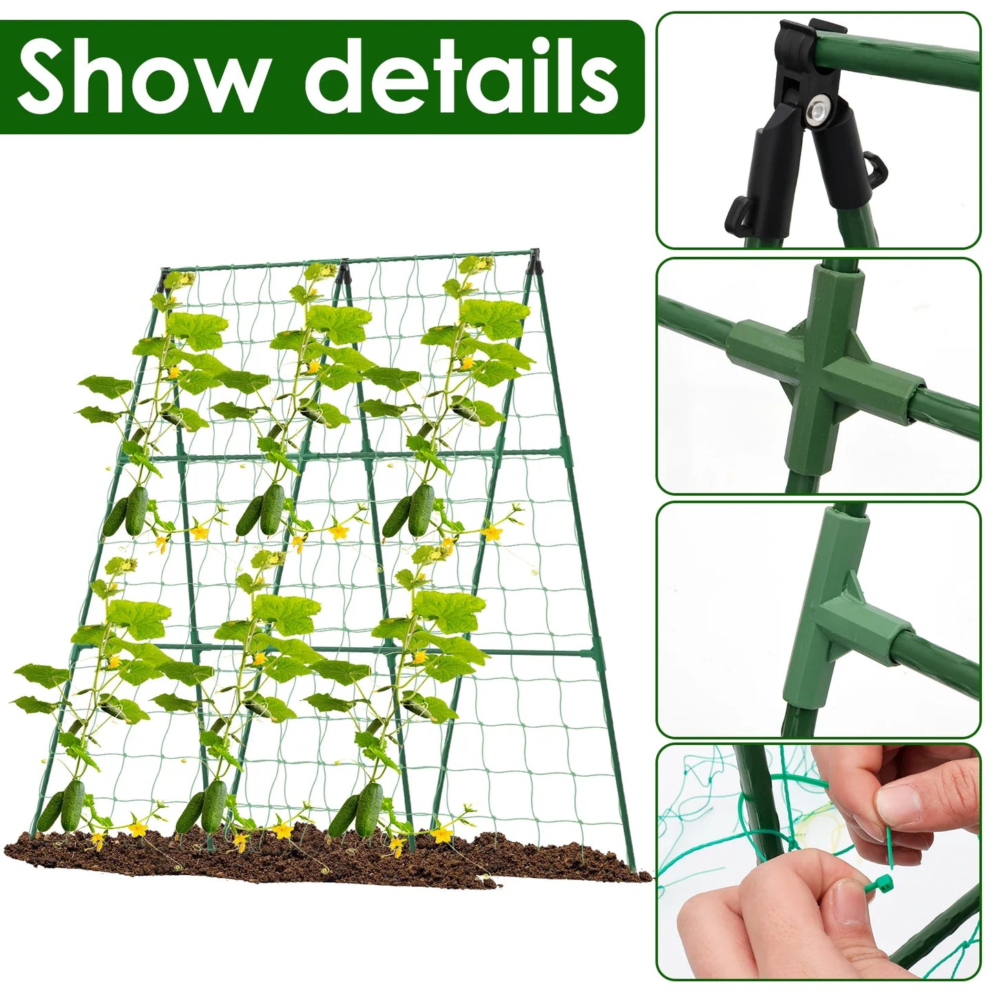 A-Frame Cucumber Trellis – Adjustable Vegetable Climbing Support