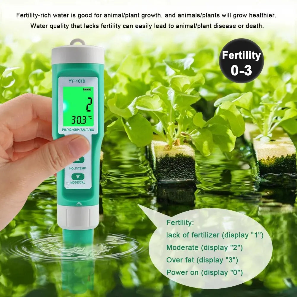 Yieryi 7-in-1 Water Quality Tester – pH, TDS, EC, ORP, Temp, Salinity