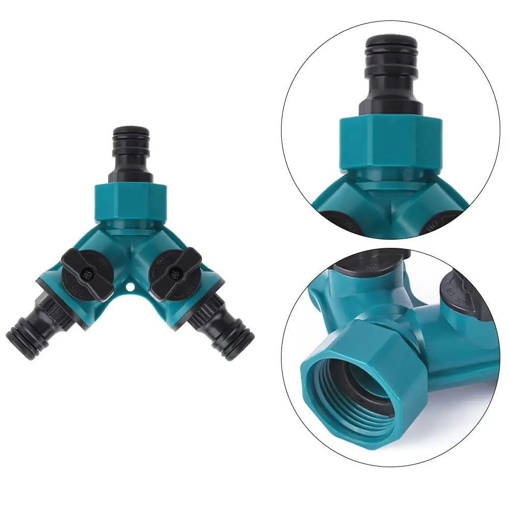 2-Way Garden Hose Splitter with Shut-Off Valve for Irrigation