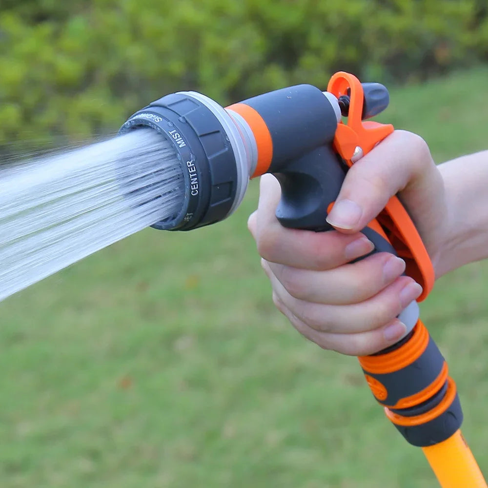 8-Pattern Garden Hose Nozzle – High-Pressure Water Gun for Car Washing & Yard Spraying
