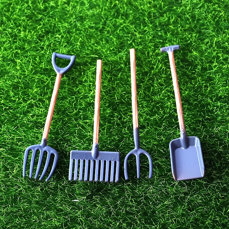 4pcs Miniature Dollhouse Garden Tools Set – 1:12 Scale Decor Props