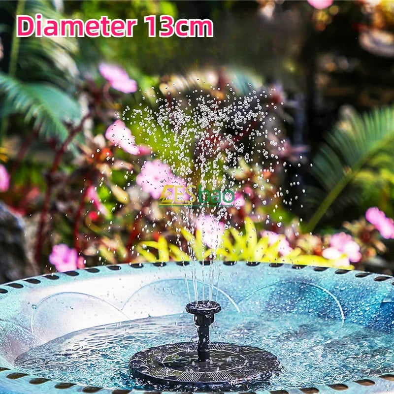 1.4W Outdoor Solar Fountain Pump — Floating Water Feature for Pools, Ponds, and Gardens (Combined Spray Nozzles)