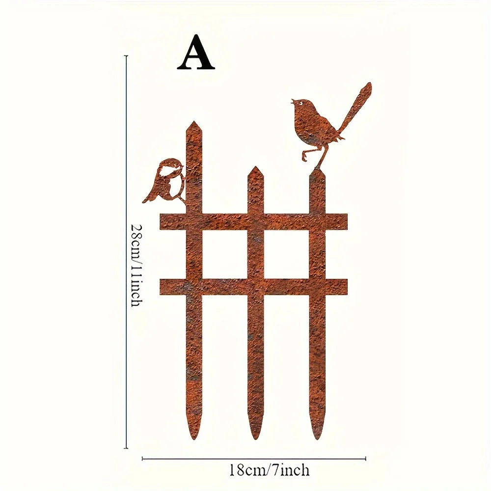 Rustic Metal Bird Garden Stake – Outdoor Fence & Garden Decoration