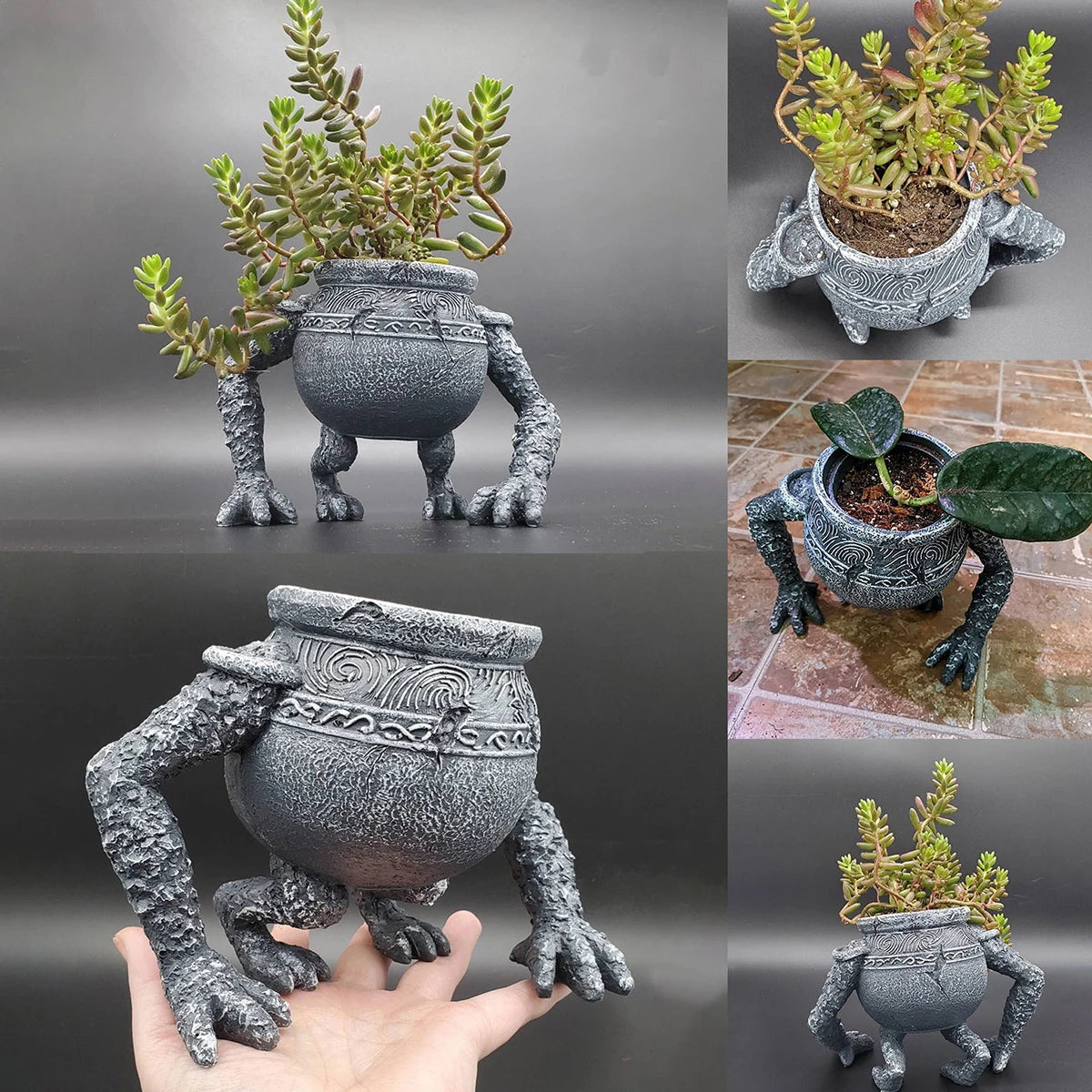 1pc Large Resin Patio Planter Jar — Decorative Garden Pot for Flowers & Green Plants