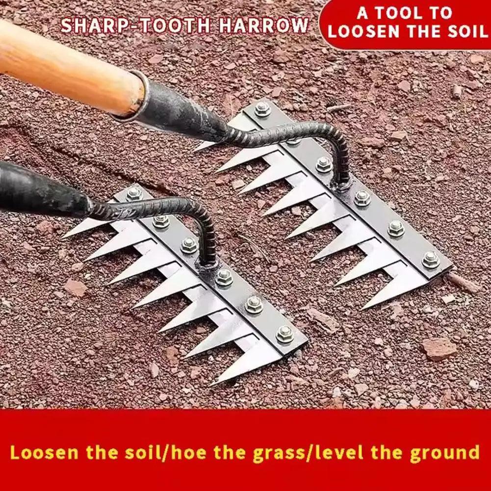 Heavy-Duty Carbon Steel Garden Rake – 5–8 Teeth Soil Loosener