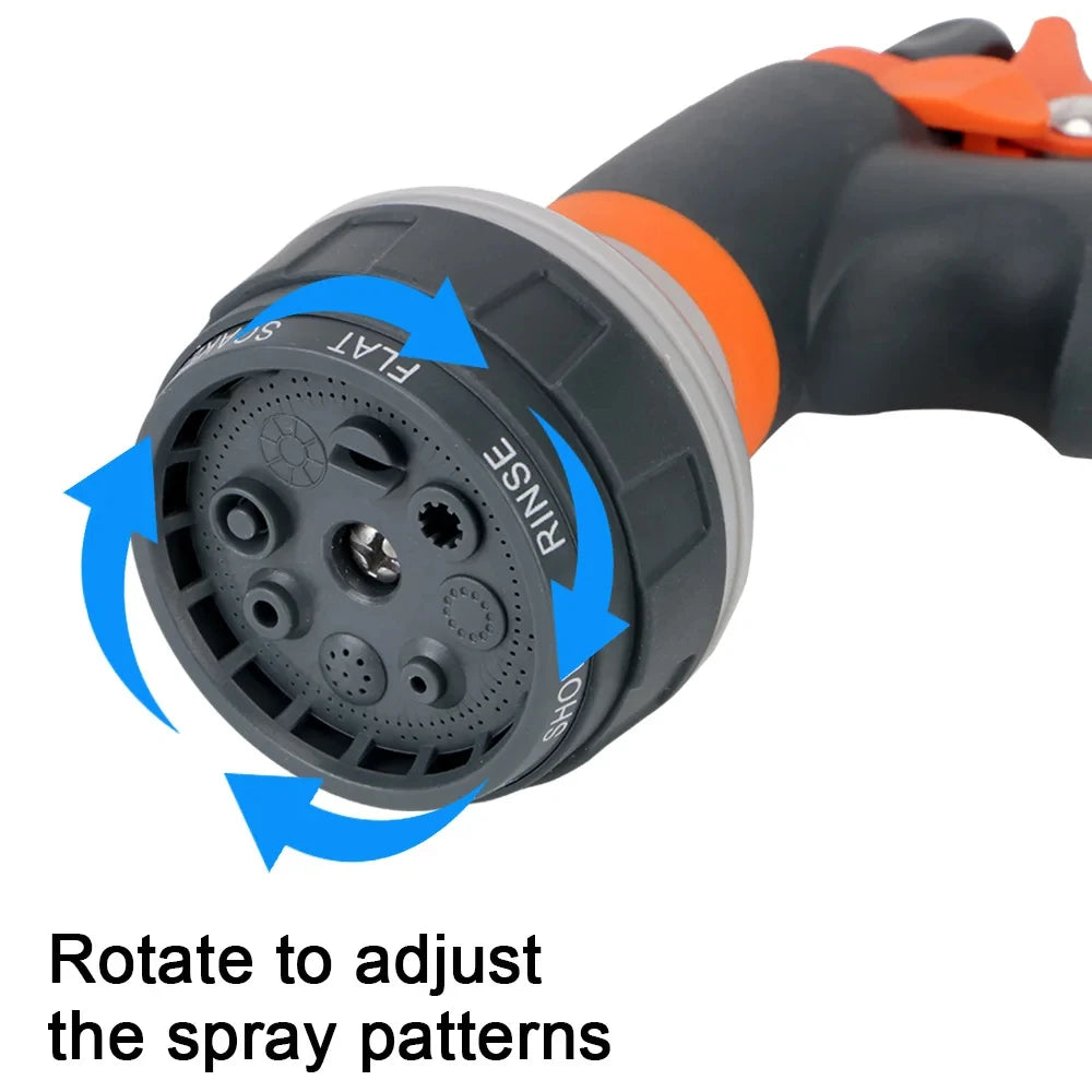 8-Mode High Pressure Garden Hose Nozzle – Multifunction Spray Gun for Lawn, Car Wash & Outdoor Cleaning