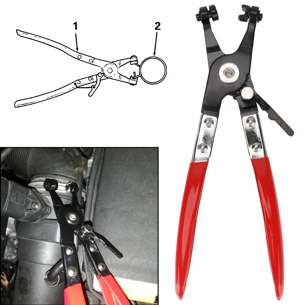 Clamp Puller Locking Hose Clamp Pliers – Flat Band Ring Tool for Garden & Auto Hose Removal