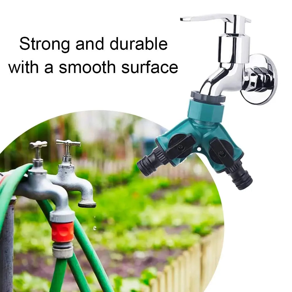 2-Way Garden Hose Splitter with Shut-Off Valves – Plastic Y Connector