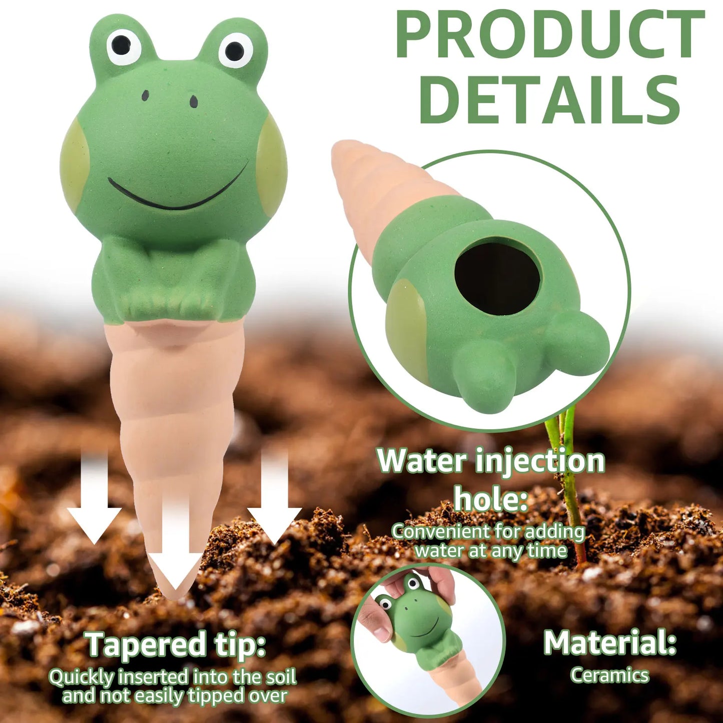 4Pcs Ceramic Self-Watering Spikes – Automatic Drip Irrigation Kit