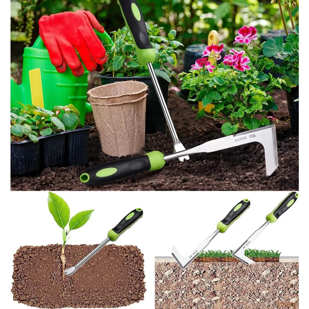 Stainless Steel L-Shaped Weeding Tool Set – Manual Garden Root Remover