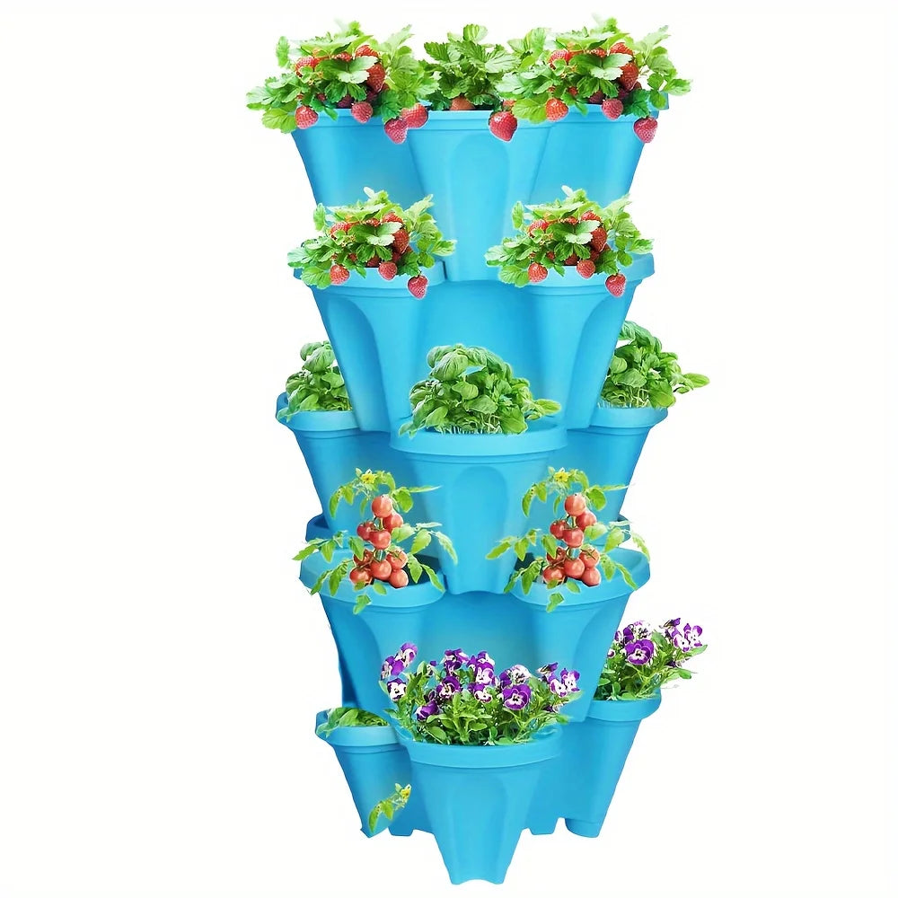 5-Tier Stackable Vertical Planter with Wheels for Herbs & Vegetables