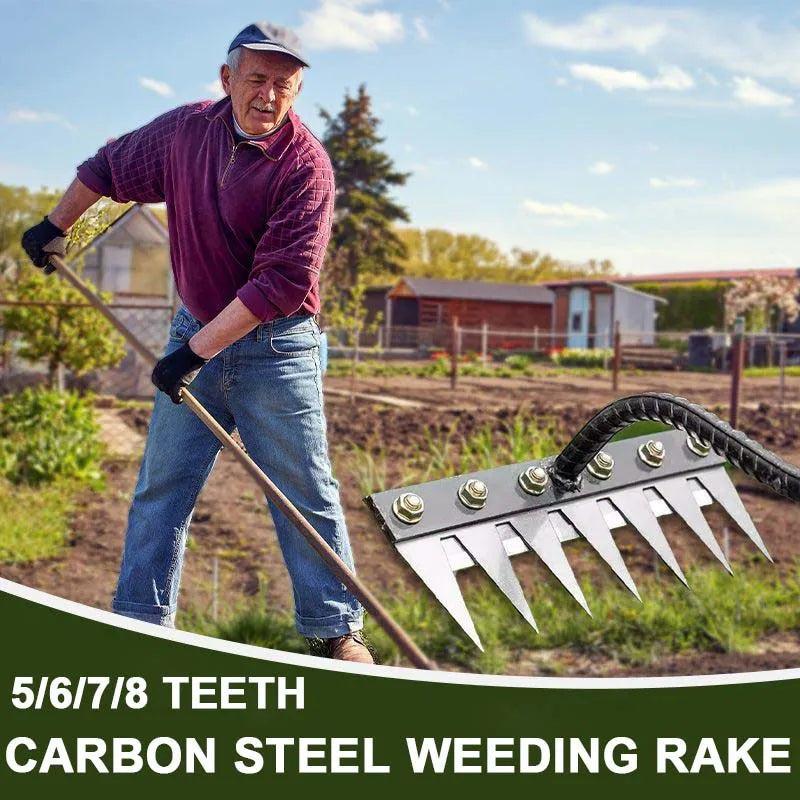 5/6/7/8 Teeth Iron Garden Hoe & Weeding Rake – Durable Soil Loosening & Raking Tool