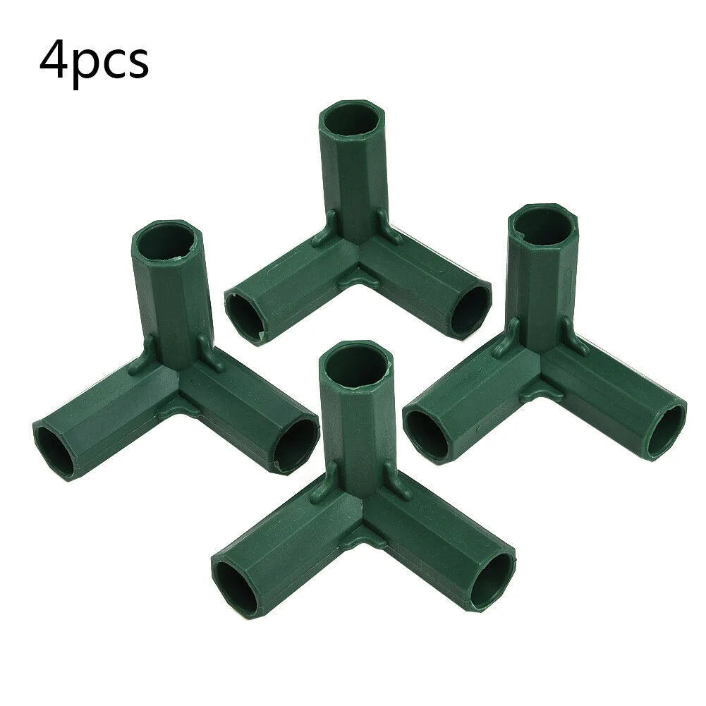 4PCS Greenhouse Pole Connectors – 16-17mm Plastic Structure Joints for Garden Frames & Plant Supports