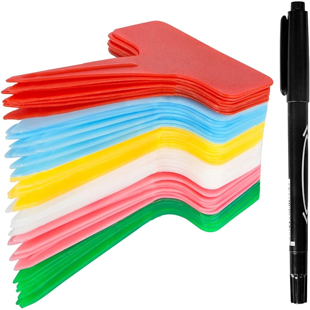 10CM T-Shape Plant Labels with Pen – 30Pcs Waterproof Garden Nursery Markers