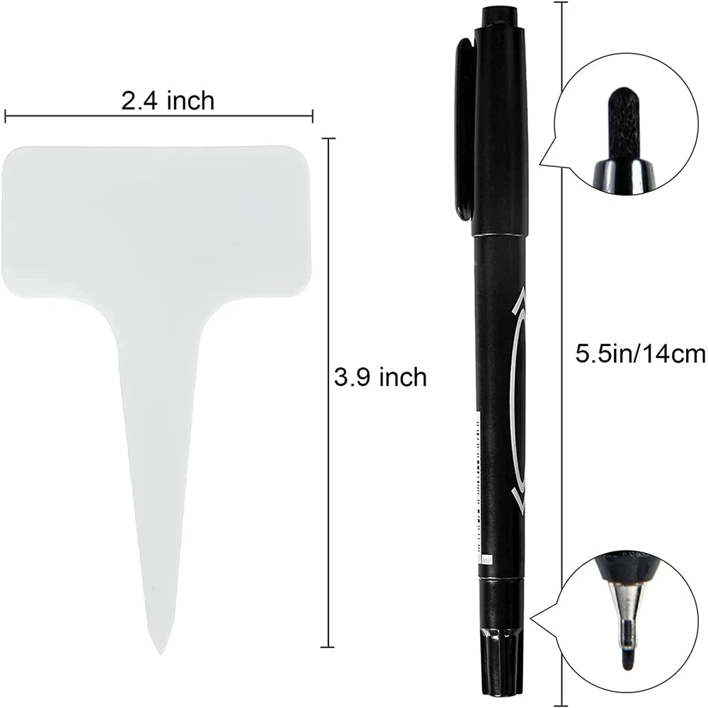 10CM T-Shape Plant Labels with Pen – 30Pcs Waterproof Garden Nursery Markers