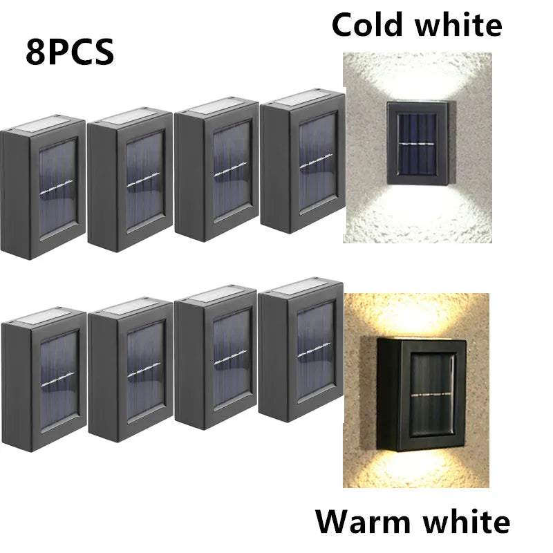 Solar LED Wall Lights – IP65 Waterproof Outdoor Garden Lighting (1–16 PCS)