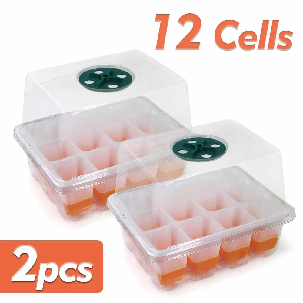 12-Cell Seedling Starter Tray Kit – Adjustable Humidity Nursery Box