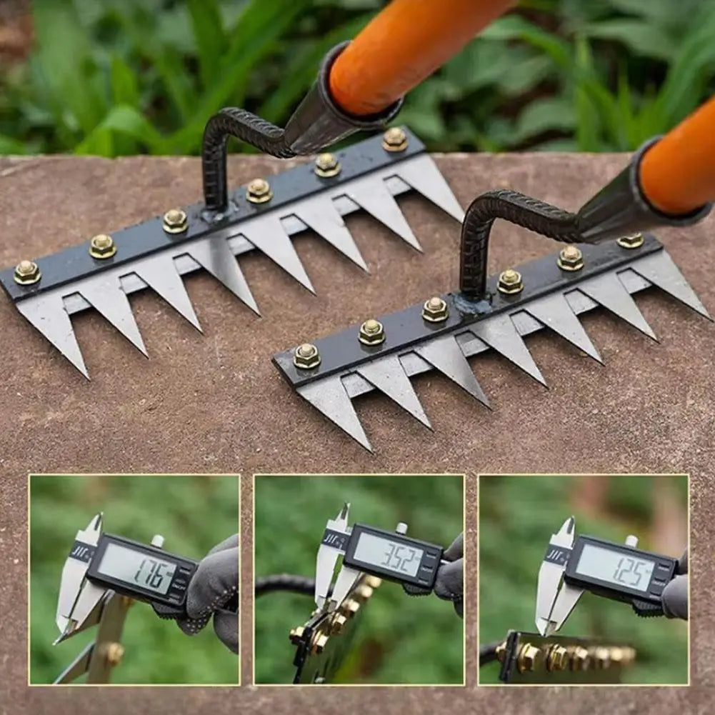 Heavy-Duty Carbon Steel Garden Rake – 5–8 Teeth Soil Loosener
