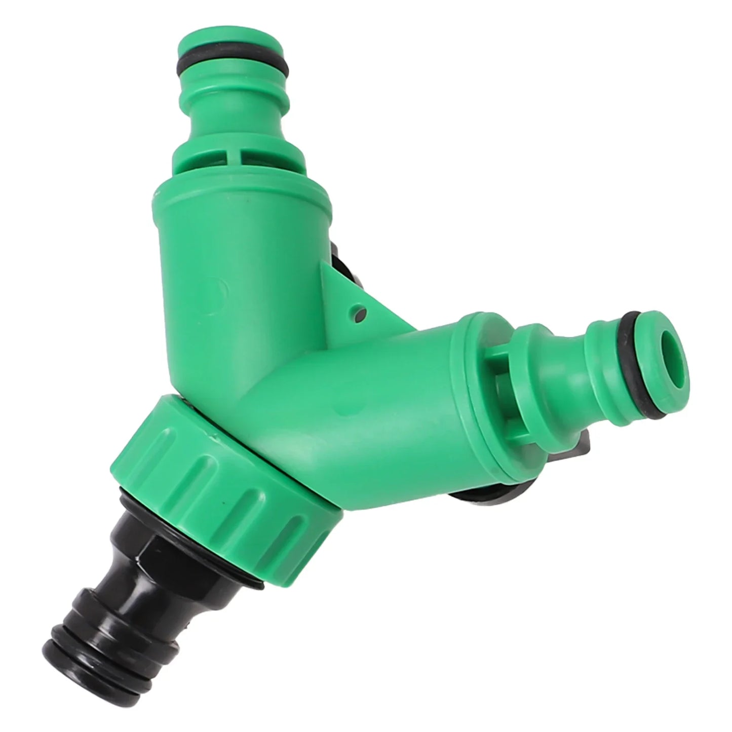 2-Way Y-Shaped Garden Hose Splitter with Valves – 3/4" Plastic Adapter