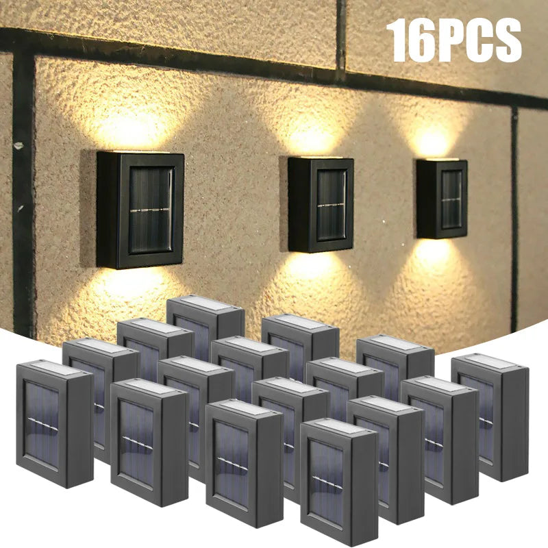 Solar LED Wall Lights – IP65 Waterproof Outdoor Garden Lighting (1–16 PCS)