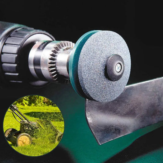 Lawn Mower Blade Sharpener – Universal Drill Attachment, Durable Grinding Stone