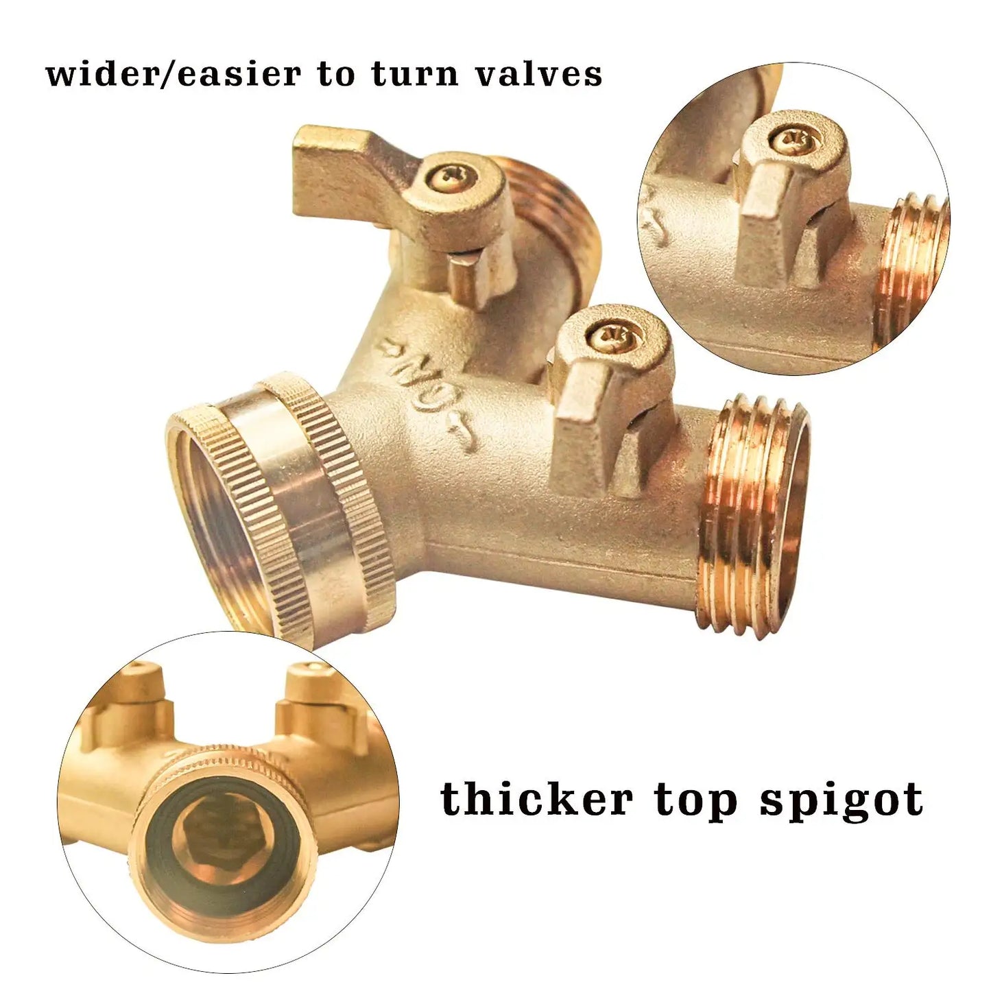 3/4" Brass Garden Hose Splitter – 2-Way Y Connector (1/2/3 Sets)