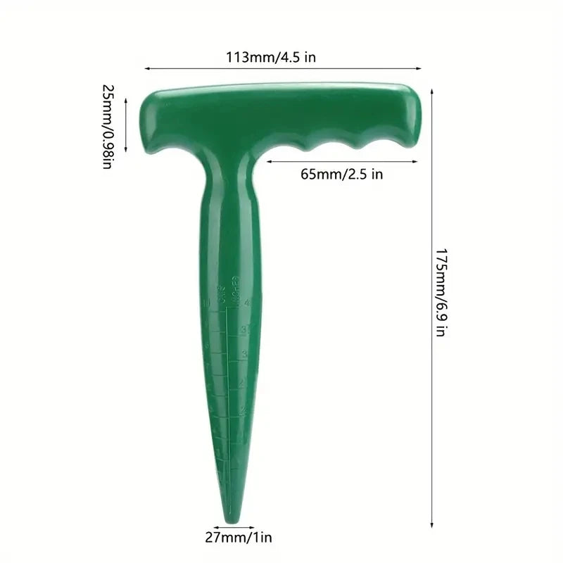 Handheld Garden Hole Puncher with Depth Scale & Seed Dispenser