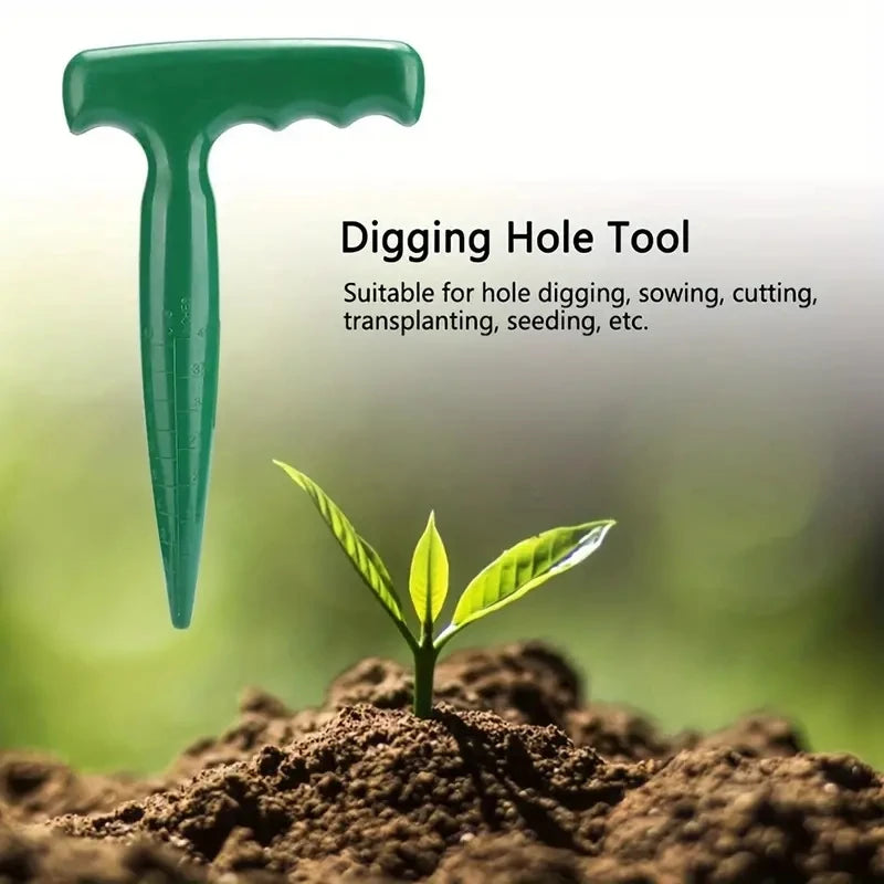 Handheld Garden Hole Puncher with Depth Scale & Seed Dispenser