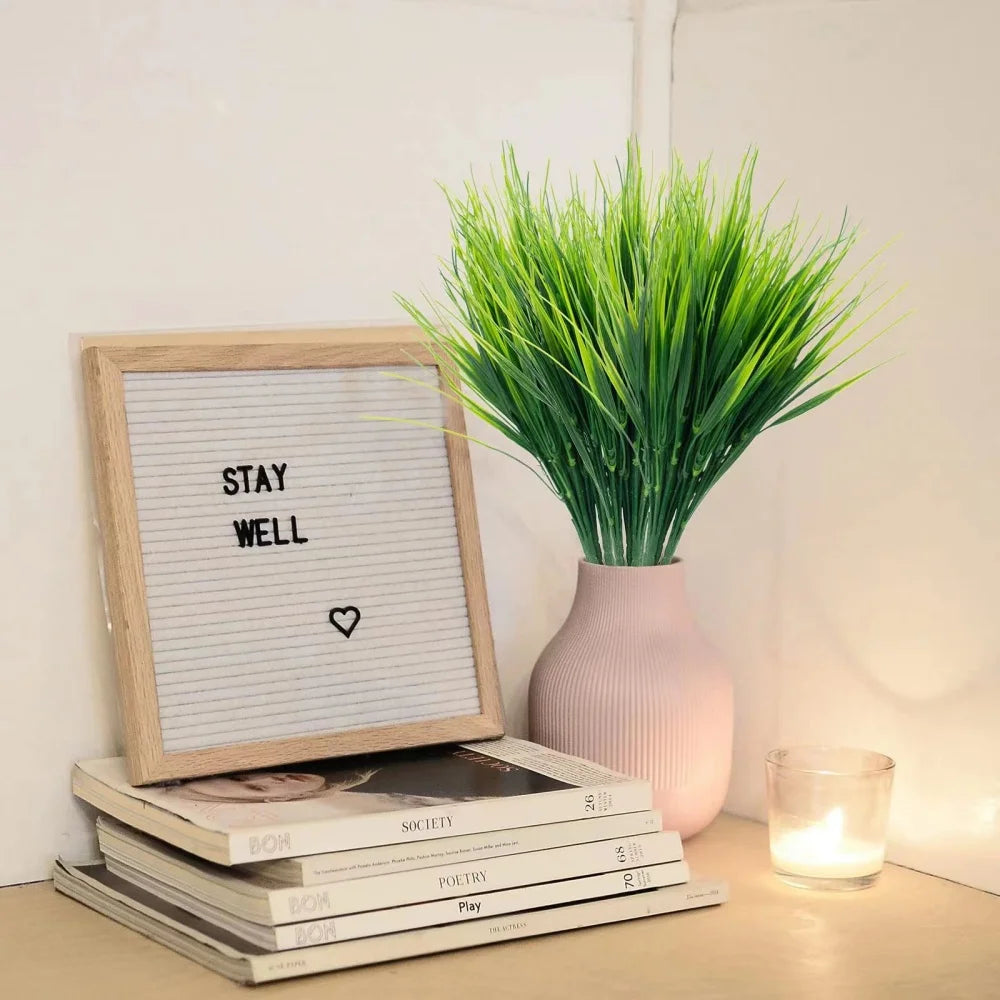 20PCS Artificial 7-Branch Plastic Grass Plants — Lifelike Green Imitation for Home, Garden & Event Decoration (30cm)